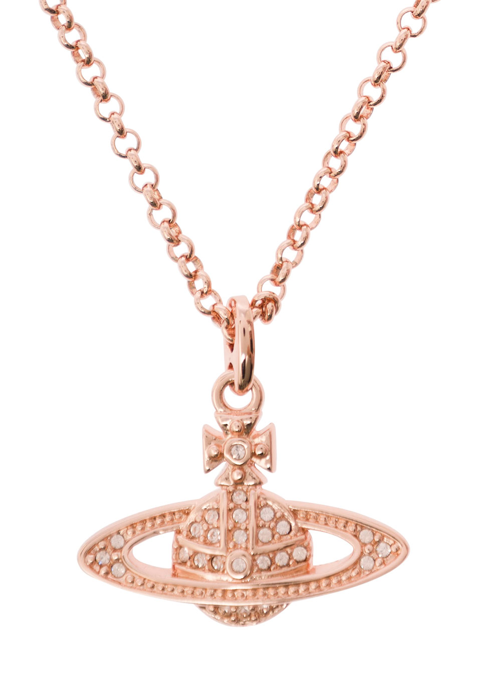 Mini Bas Relief Metallic Necklace with Orb Pendant in Brass Woman hover