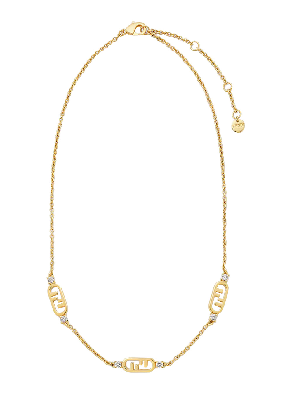 Gold-Colored Chain Necklace with FF Pendant in Bronze Woman