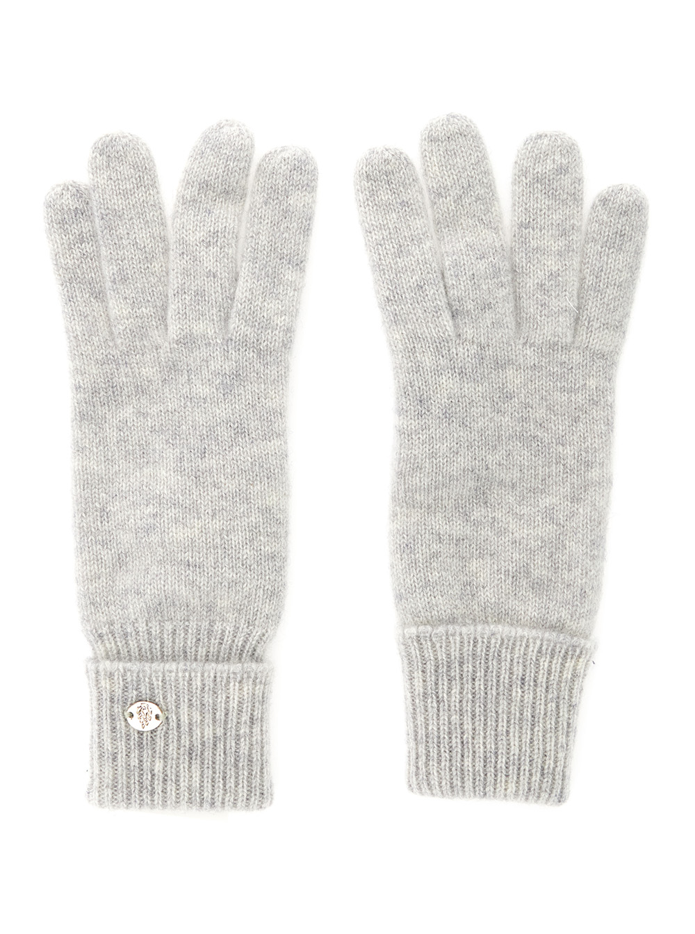 Blaire Grey Gloves with Logo Plaque Detail on the Front and Ribbed Details in Cashmere Woman