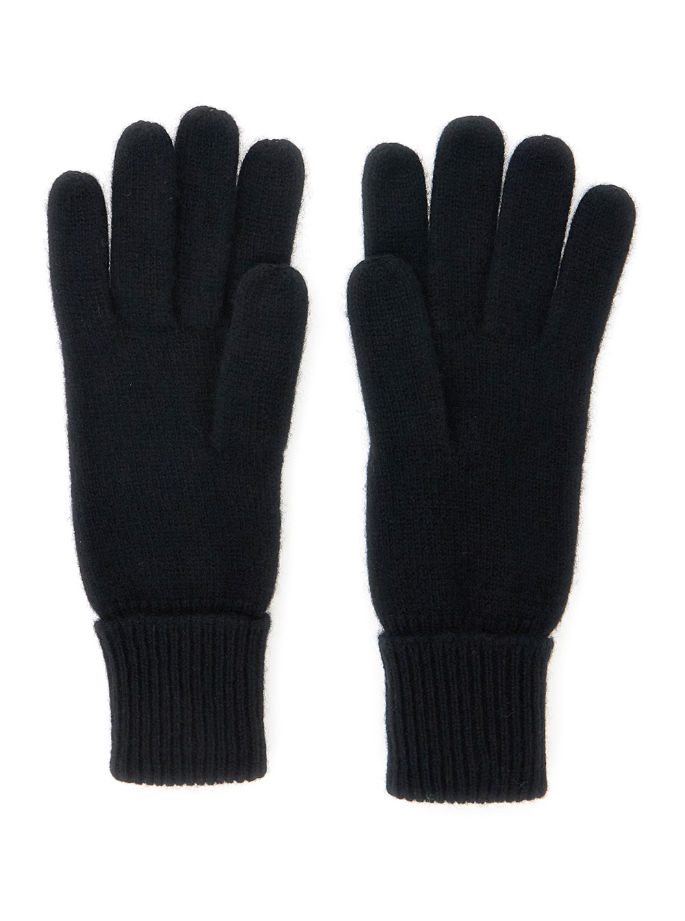 Blaire Black Gloves with Logo Plaque Detail on the Front and Ribbed Details in Cashmere Woman hover