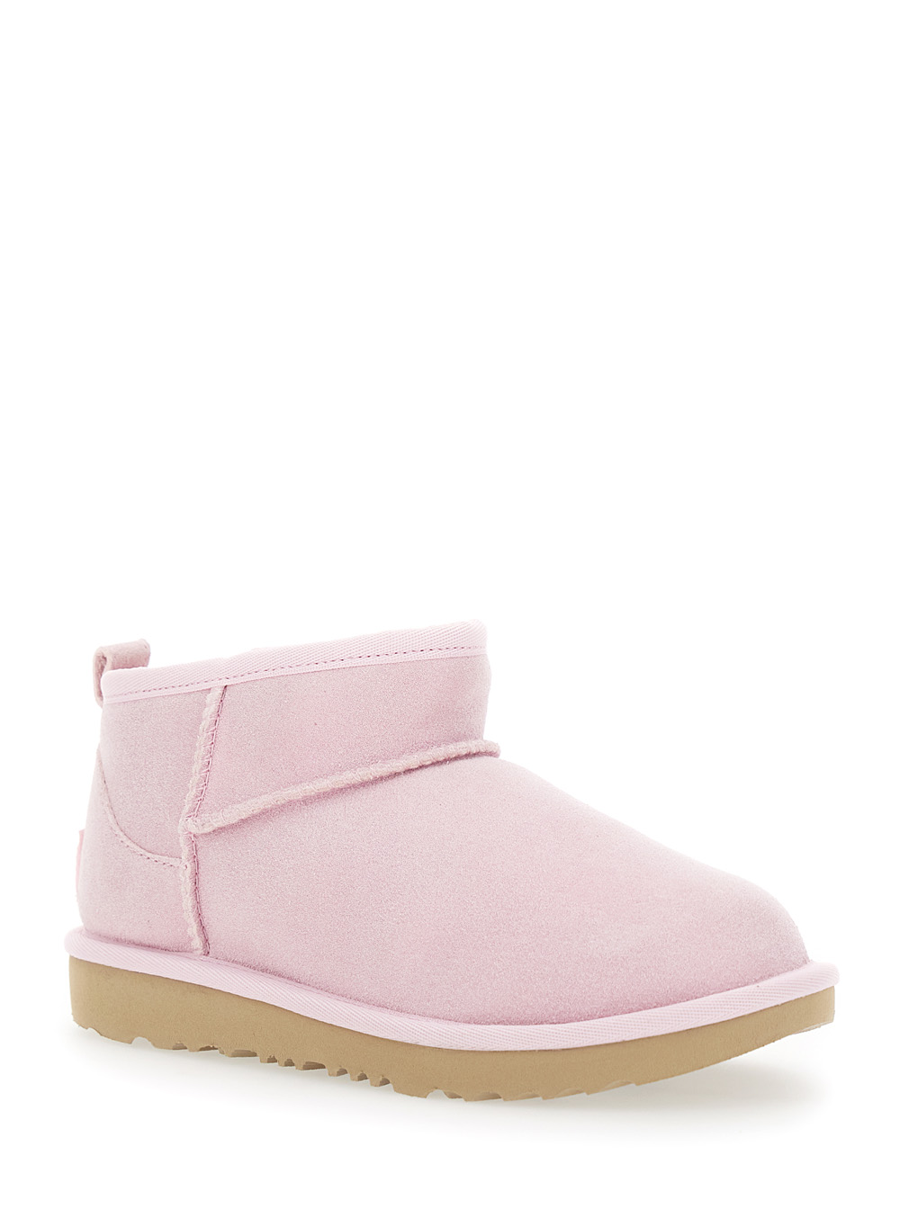 Classic Ultra Mini Pink Ankle Boots with Shearling Lining in Leather Girl hover